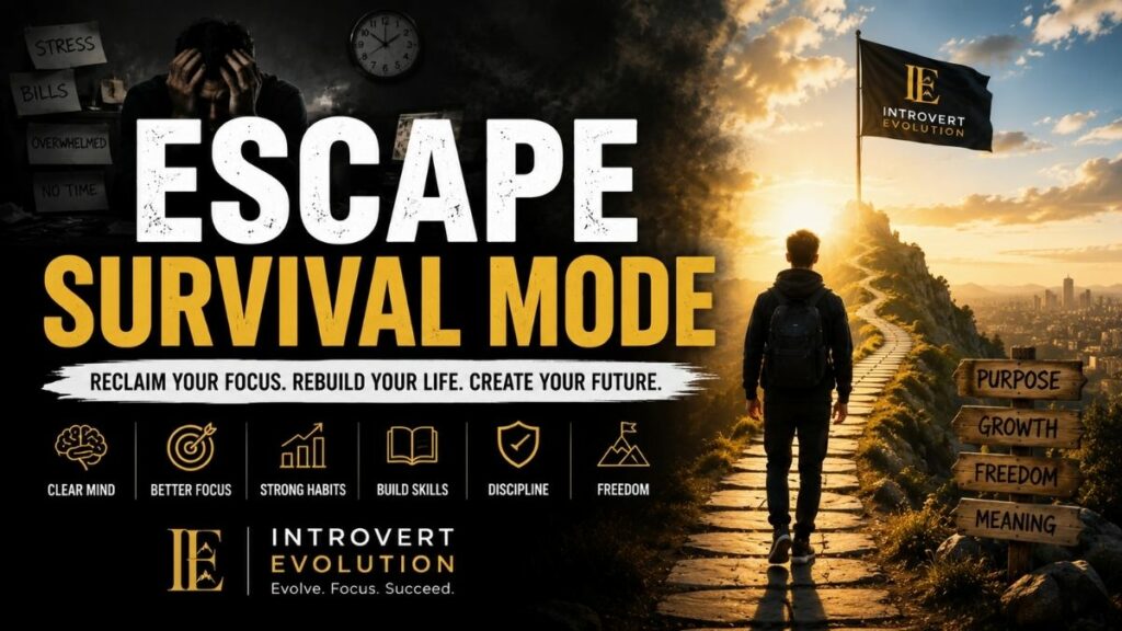 Person sitting alone feeling mentally exhausted and stuck in survival mode